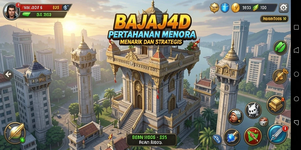Tampilan gameplay menarik dari menara yang dipasang di jalur musuh.