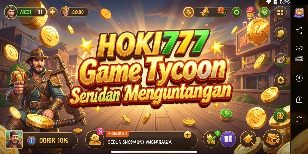 Tampilan gameplay HOKI777 dengan aktivitas membangun bisnis yang seru.
