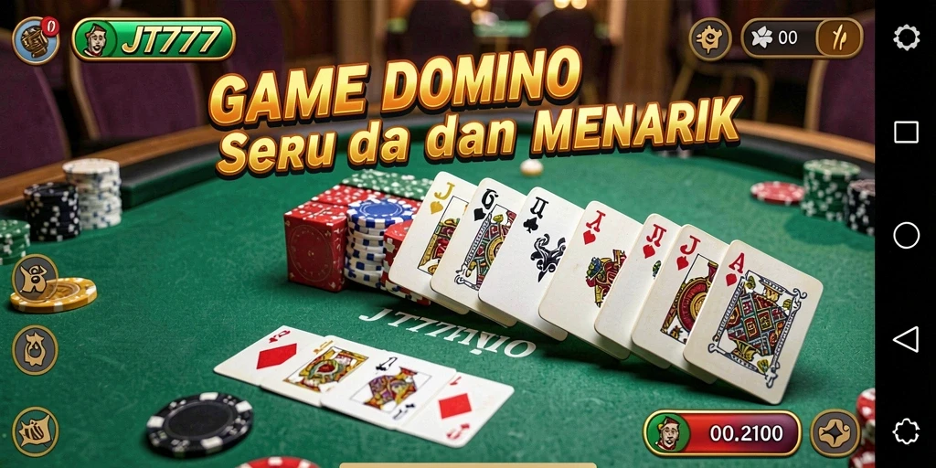 Tangkapan layar gameplay JT777 menampilkan tantangan permainan Domino yang seru.
