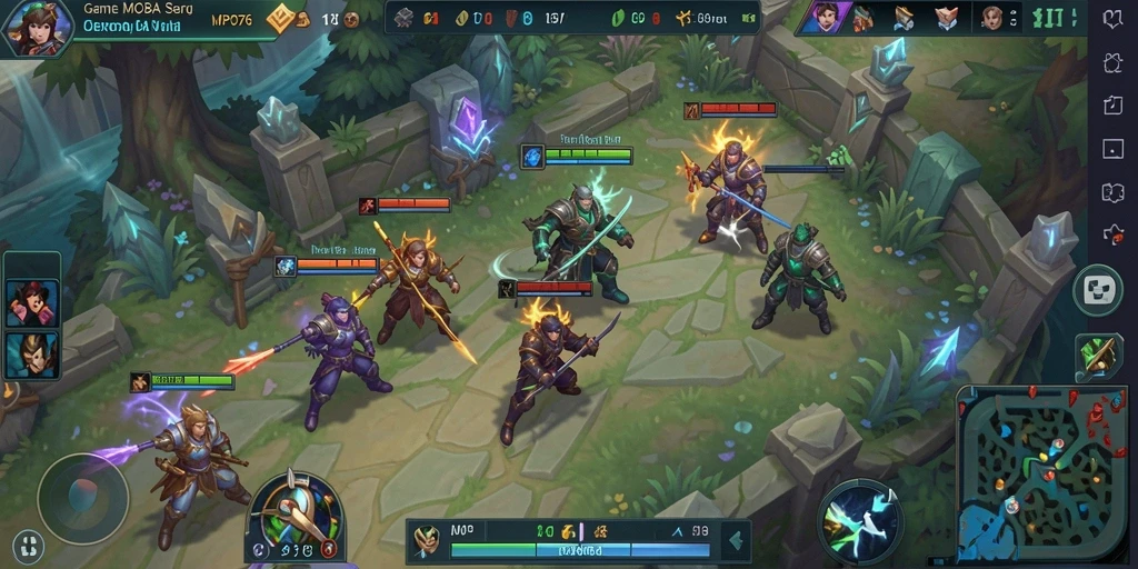Tampilan menarik dari gameplay pertarungan di MPO76 dengan karakter yang berwarna-warni.
