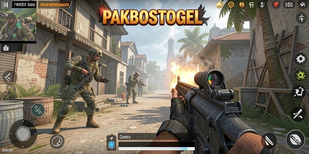 Screenshot aksi seru dari PAKBOSTOGEL dalam gameplay TPS.
