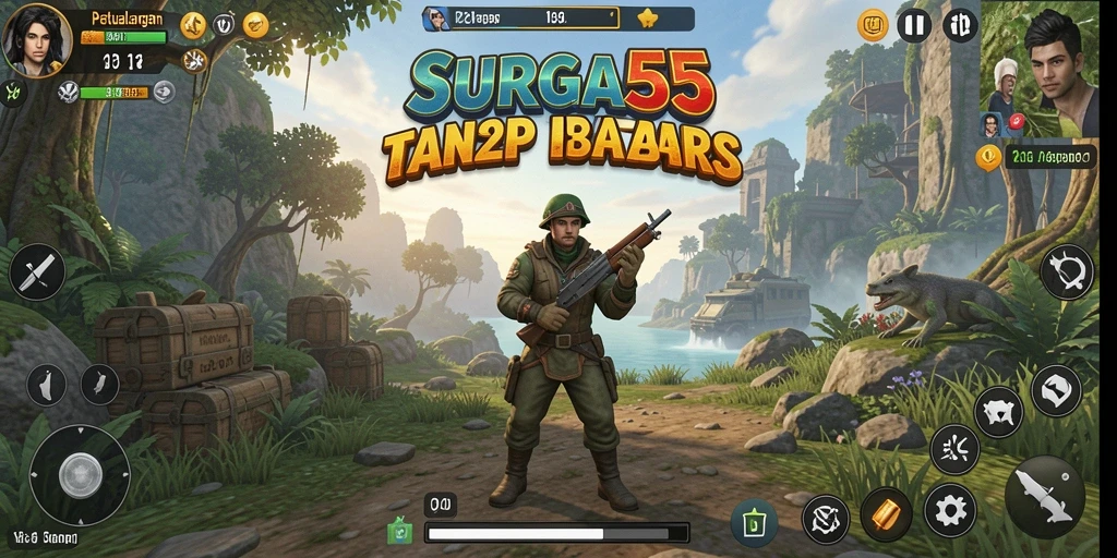 Screenshot <strong>SURGA55</strong> menunjukkan eksplorasi dunia terbuka yang dinamis.