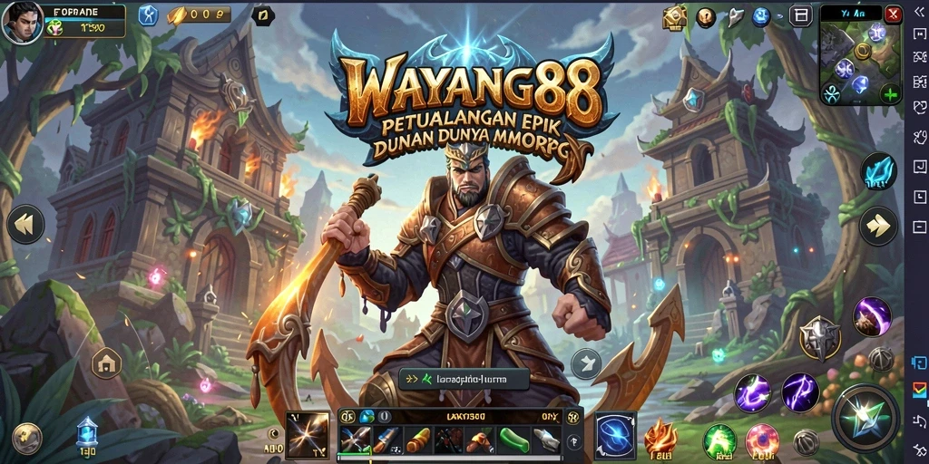 Screenshot utama WAYANG88 menampilkan aksi gameplay MMORPG yang menegangkan.