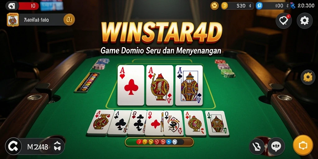 Screenshot <strong>WINSTAR4D</strong> menampilkan gameplay domino yang dinamis dan interaktif.